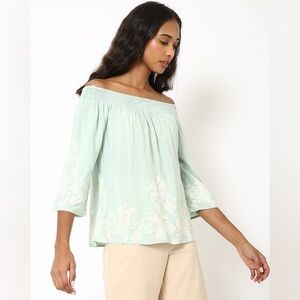 Kiwi + Punch Mint Off the Shoulder Top